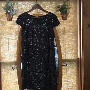 Black sequined cocktail dress